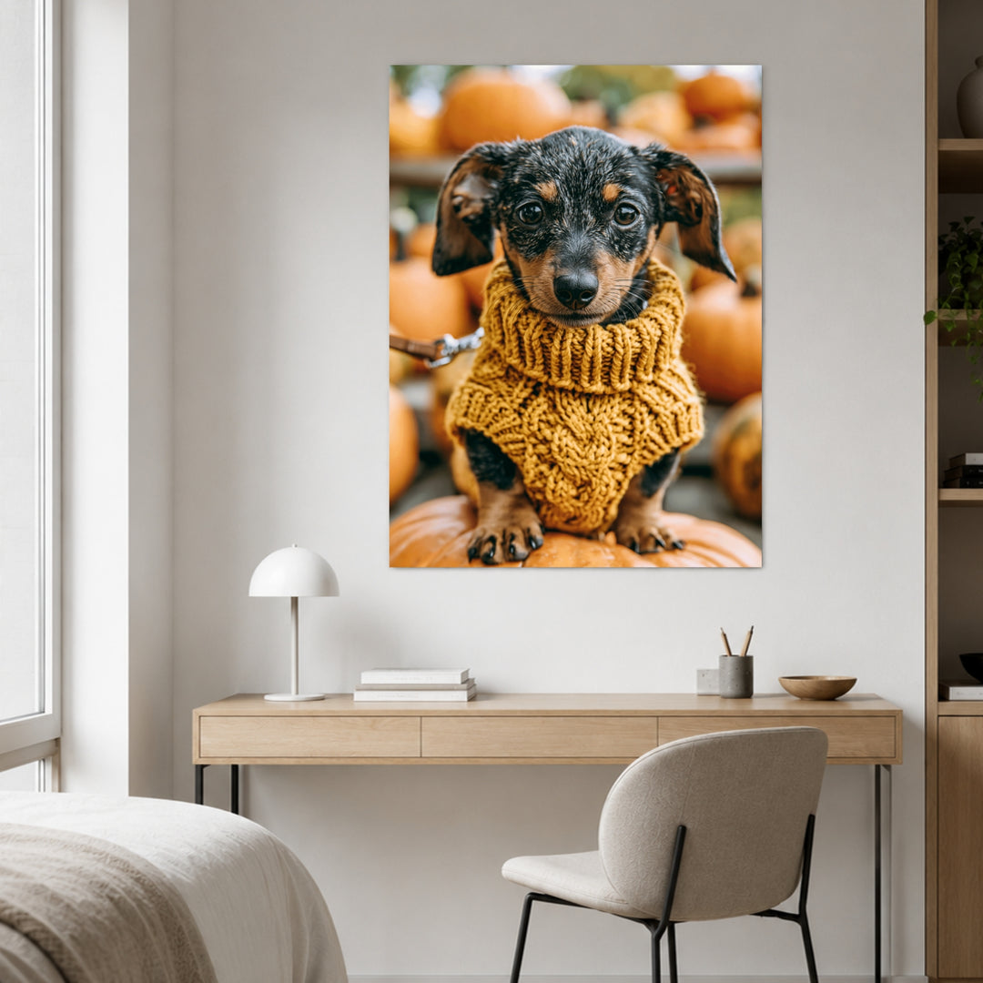 Dackel im Herbstgold Poster – Ohne Rahmen – Produktfoto