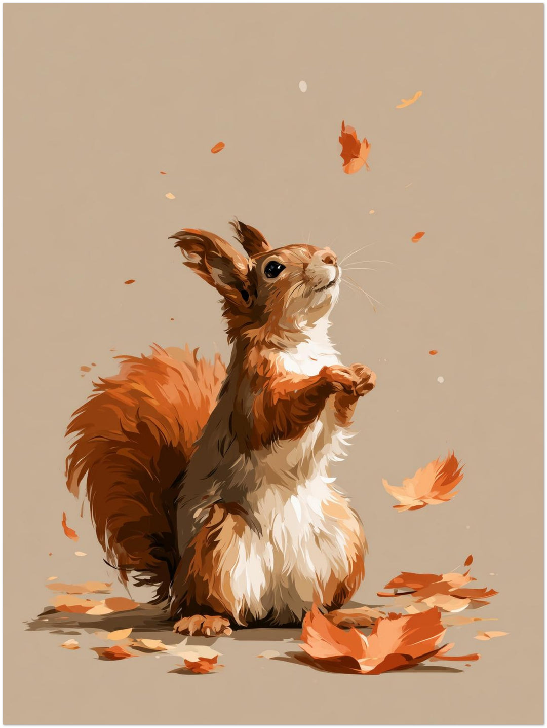 Eichhörnchen im Herbstwind Poster – Ohne Rahmen – Produktfoto