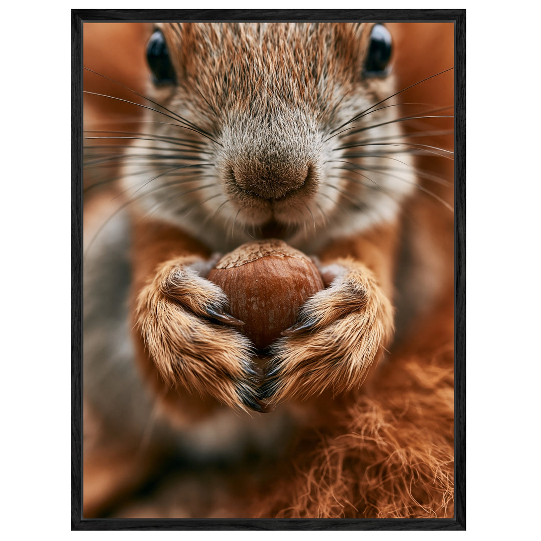 Eichhörnchen mit Haselnuss Leinwandbild – Leinwandbild