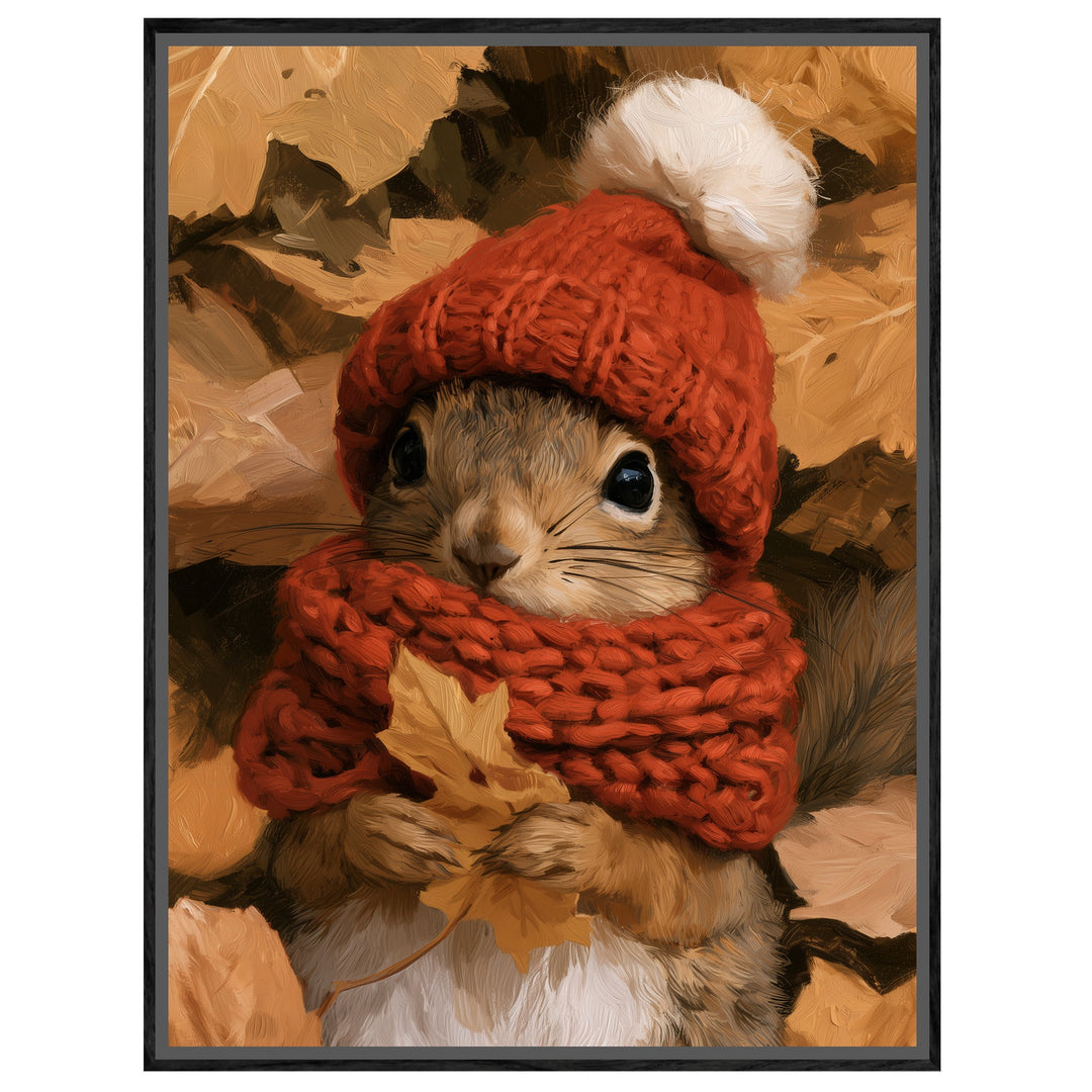 Eichhörnchen im Herbstlaub Leinwandbild – Leinwandbild