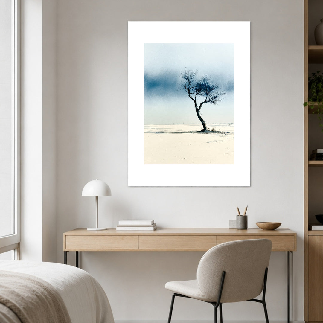 Einsamer Baum im Schnee Leinwandbild – Ohne Rahmen – Produktfoto