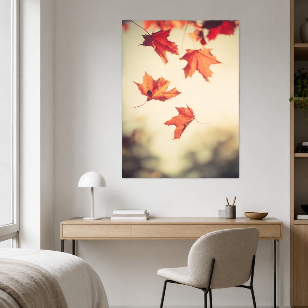 Fallende Ahornblätter im Herbst Leinwandbild – Ohne Rahmen – Produktfoto