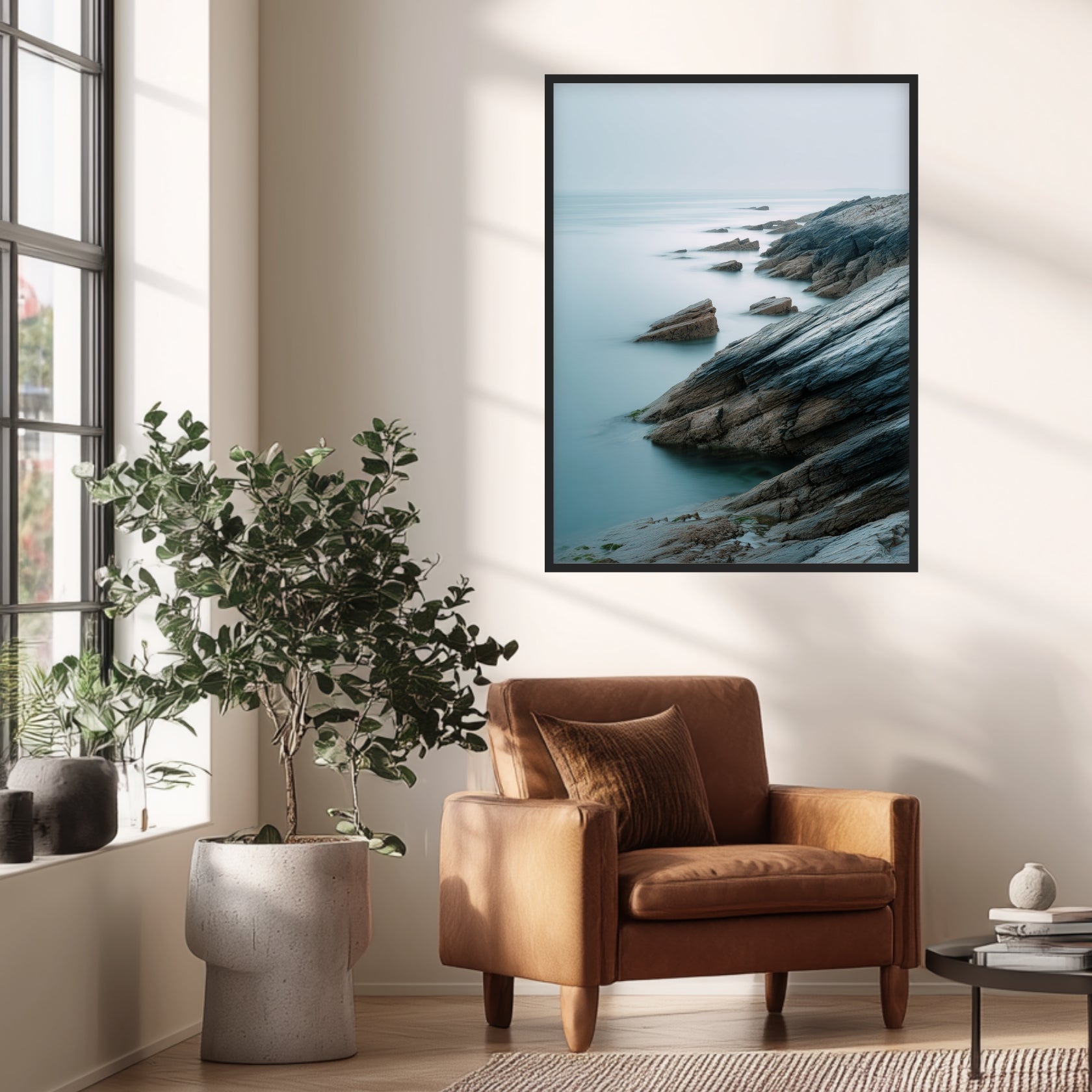 Poster mit Landschaft einer felsigen Küste