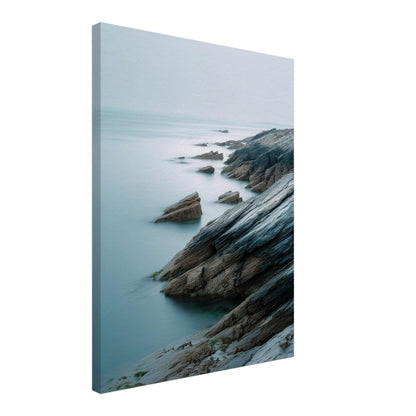 Felsige Küste im Nebel Leinwand