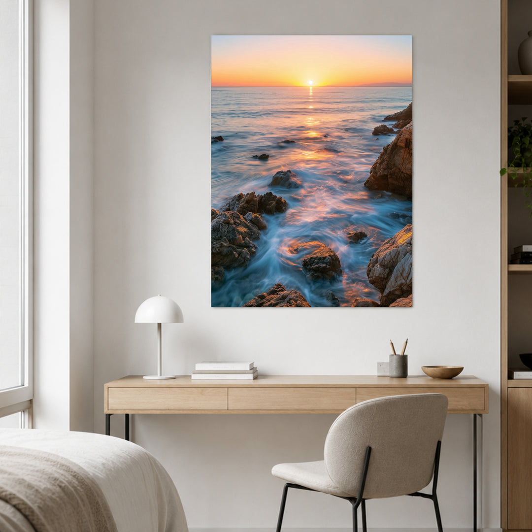 Goldenes Abendlicht am Meer Leinwandbild – Ohne Rahmen – Produktfoto