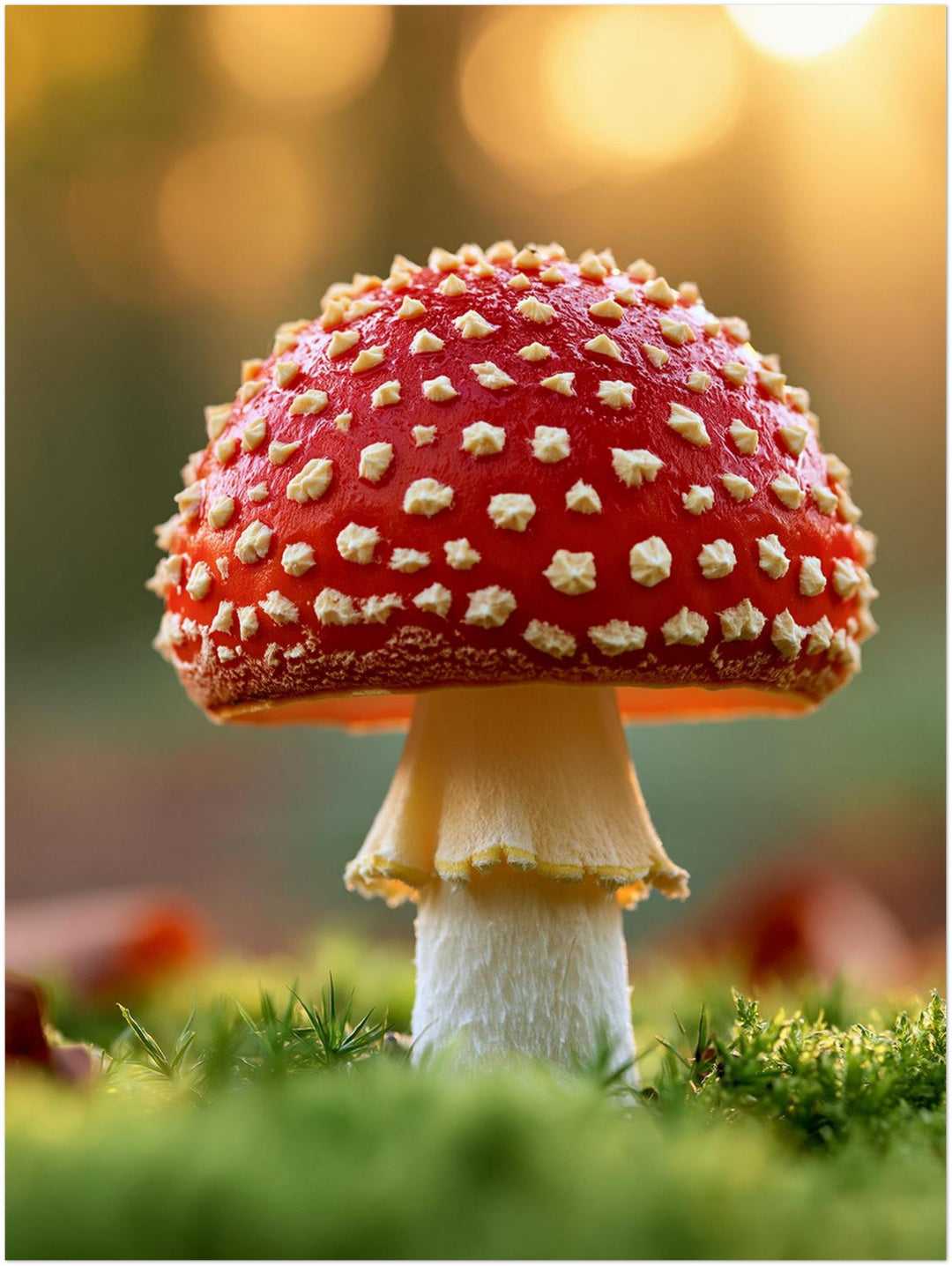 Roter Fliegenpilz im Moos Leinwandbild – Ohne Rahmen – Produktfoto