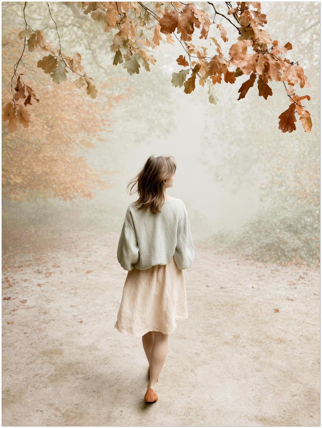 Frau im Herbstwald Poster – Ohne Rahmen – Produktfoto