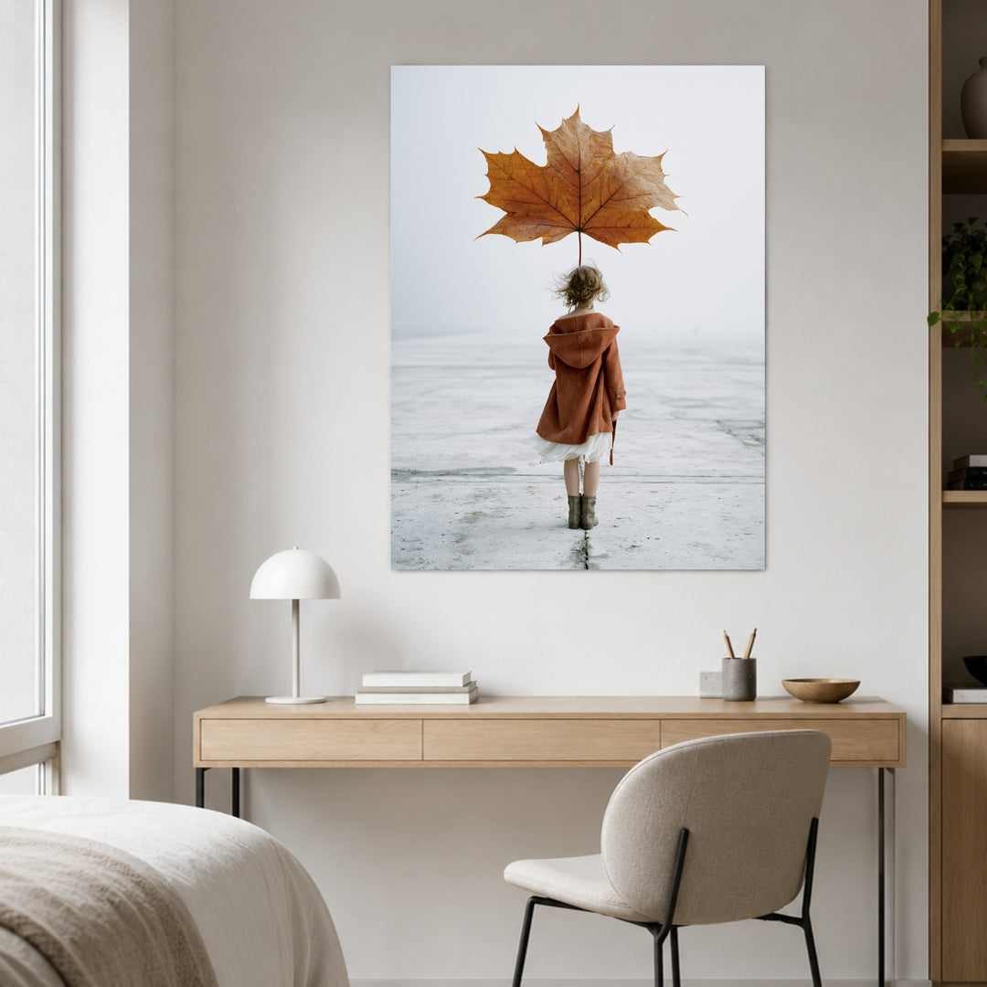Mädchen mit Herbstblatt Poster – Ohne Rahmen – Produktfoto