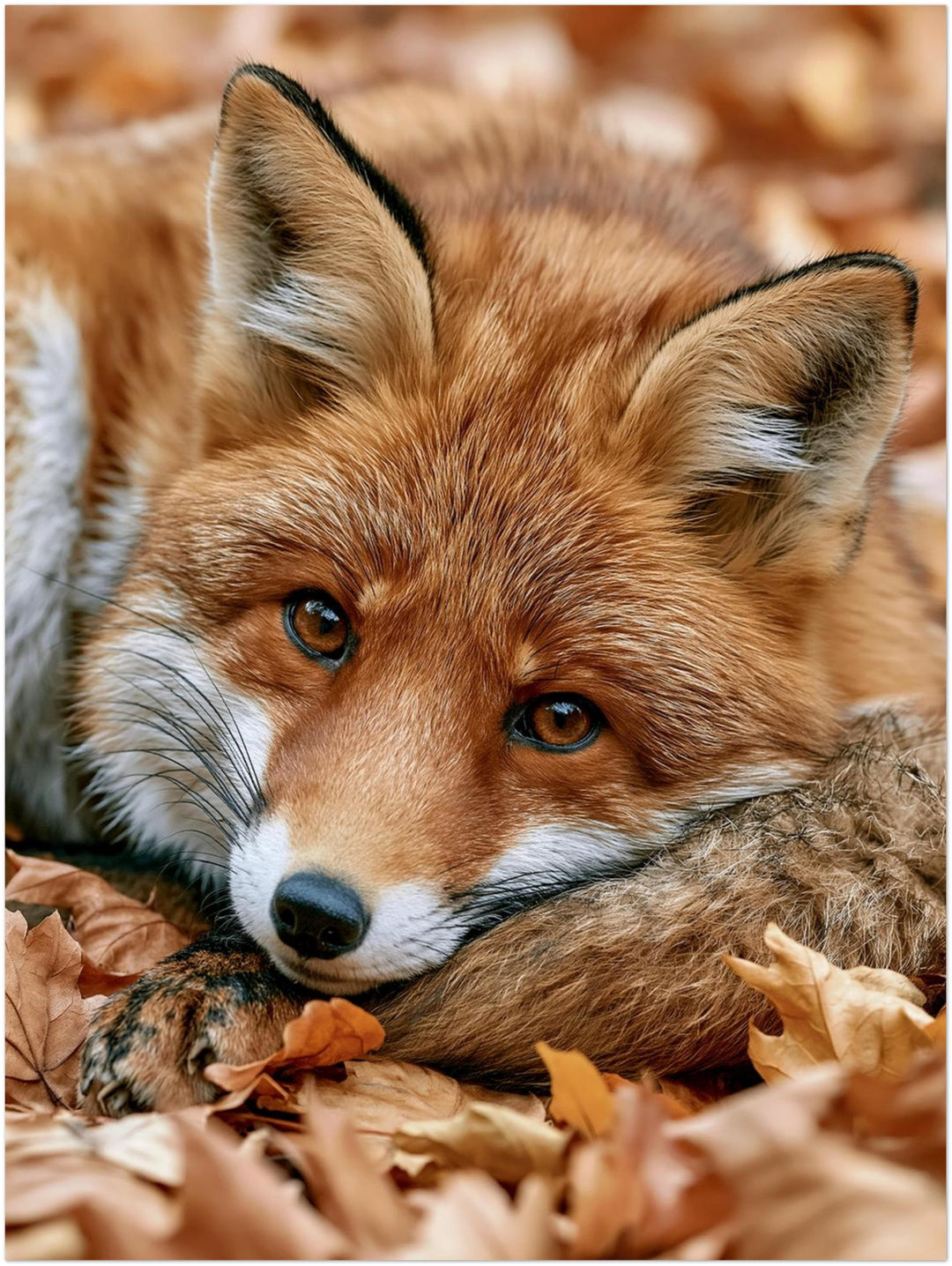 Fuchs im Herbstlaub Poster – Ohne Rahmen – Produktfoto