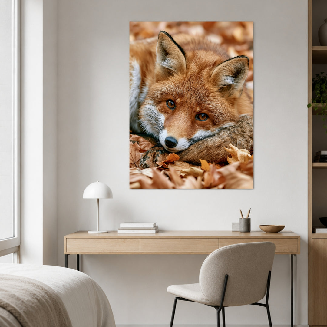 Fuchs im Herbstlaub Poster – Ohne Rahmen – Produktfoto