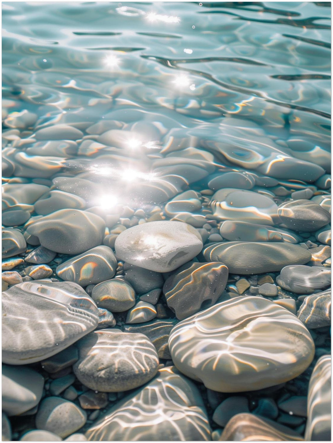 Kieselsteine im klaren Wasser Landschaft – Wandkunst