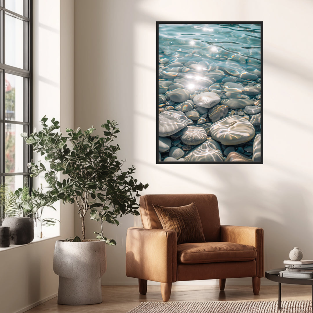 Kieselsteine im klaren Wasser Poster Landschaft – mattes Kunstdruck-Papier – Ansicht 2