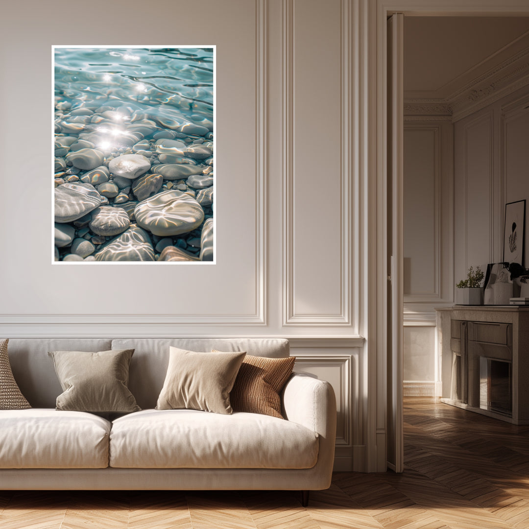 Kieselsteine im klaren Wasser Poster Landschaft – mattes Kunstdruck-Papier – Ansicht 4