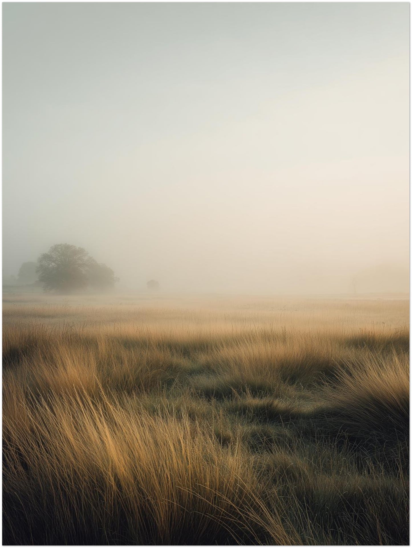 Goldene Gräser im Nebel Leinwandbild