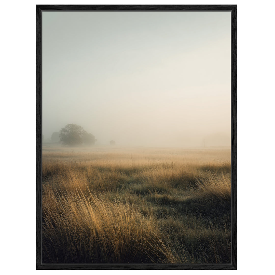Goldene Gräser im Nebel Leinwandbild abstrakt – Leinwand auf Holzrahmen – Ansicht 3