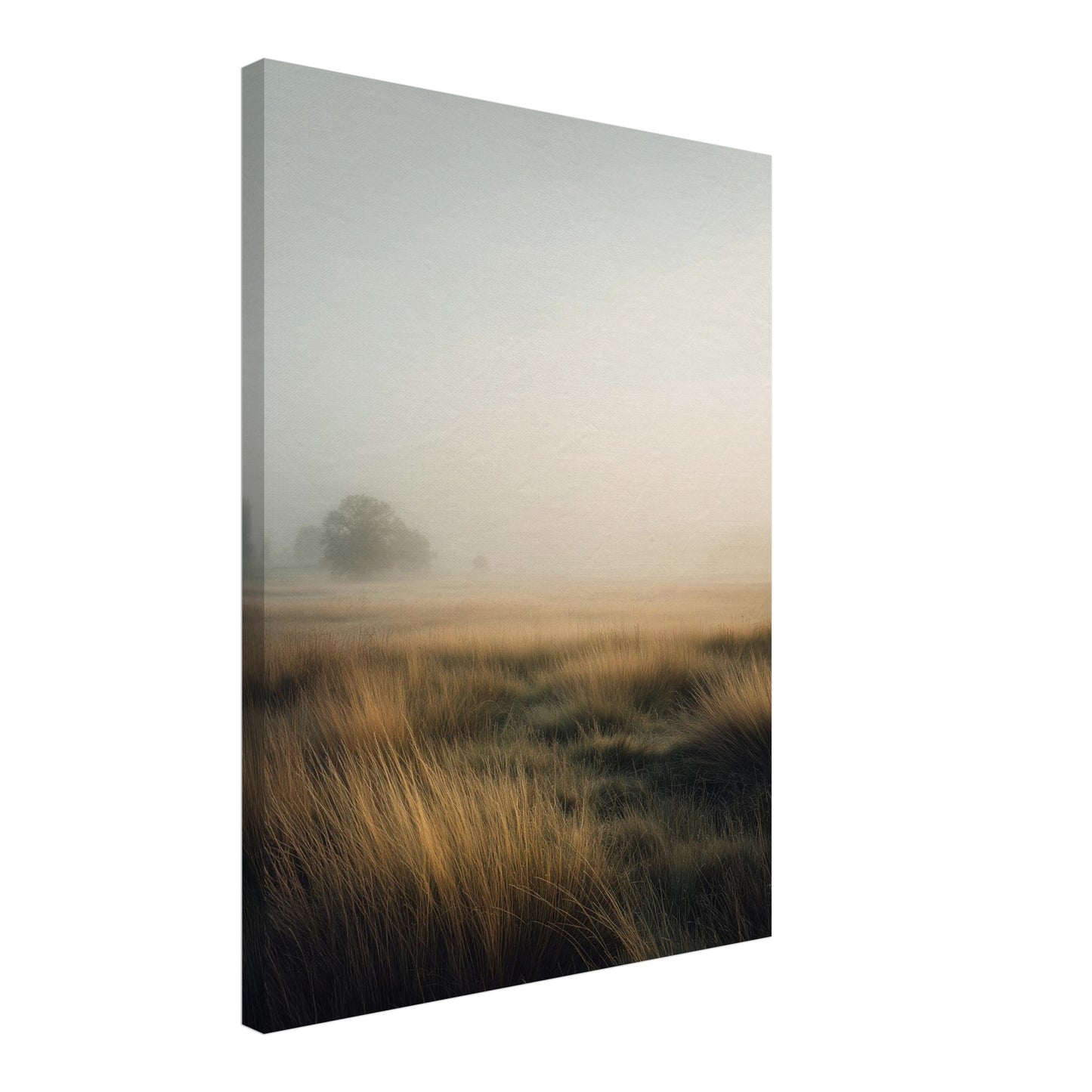 Goldene Gräser im Nebel Leinwandbild