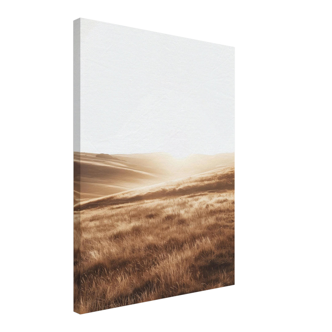 Goldene Hügel Landschaft Leinwandbild abstrakt – Leinwand auf Holzrahmen – Ansicht 2