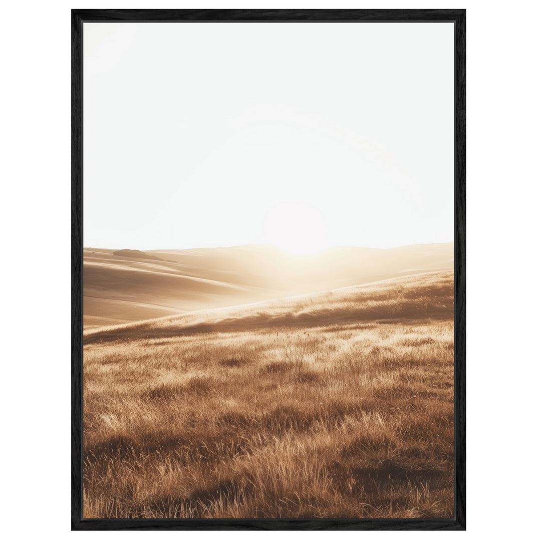 Goldene Hügel Landschaft Leinwandbild abstrakt – Leinwand auf Holzrahmen – Ansicht 4