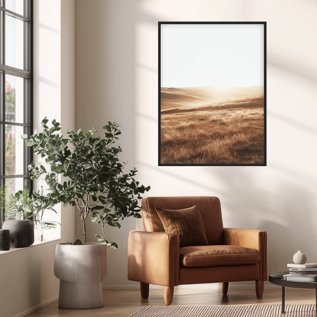 Goldene Hügel Landschaft Poster abstrakt – mattes Kunstdruck-Papier – Ansicht 3