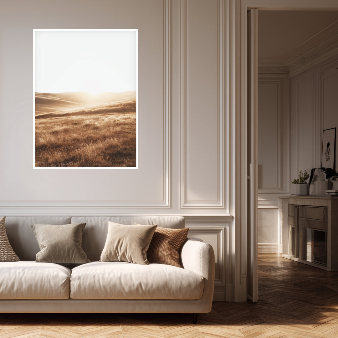 Goldene Hügel Landschaft Poster abstrakt – mattes Kunstdruck-Papier – Ansicht 4