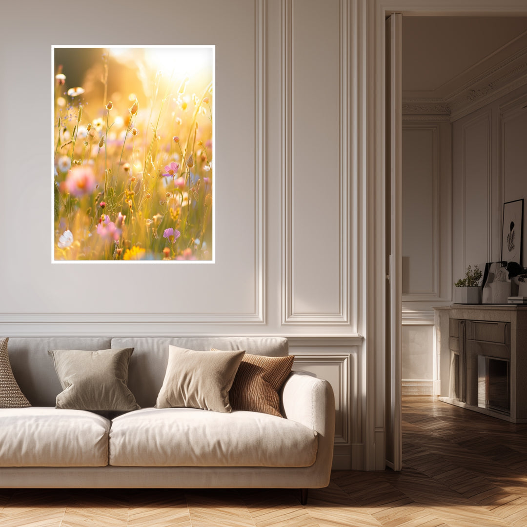 Goldene Sommerwiese Blüten Poster abstrakt – mattes Kunstdruck-Papier – Ansicht 4