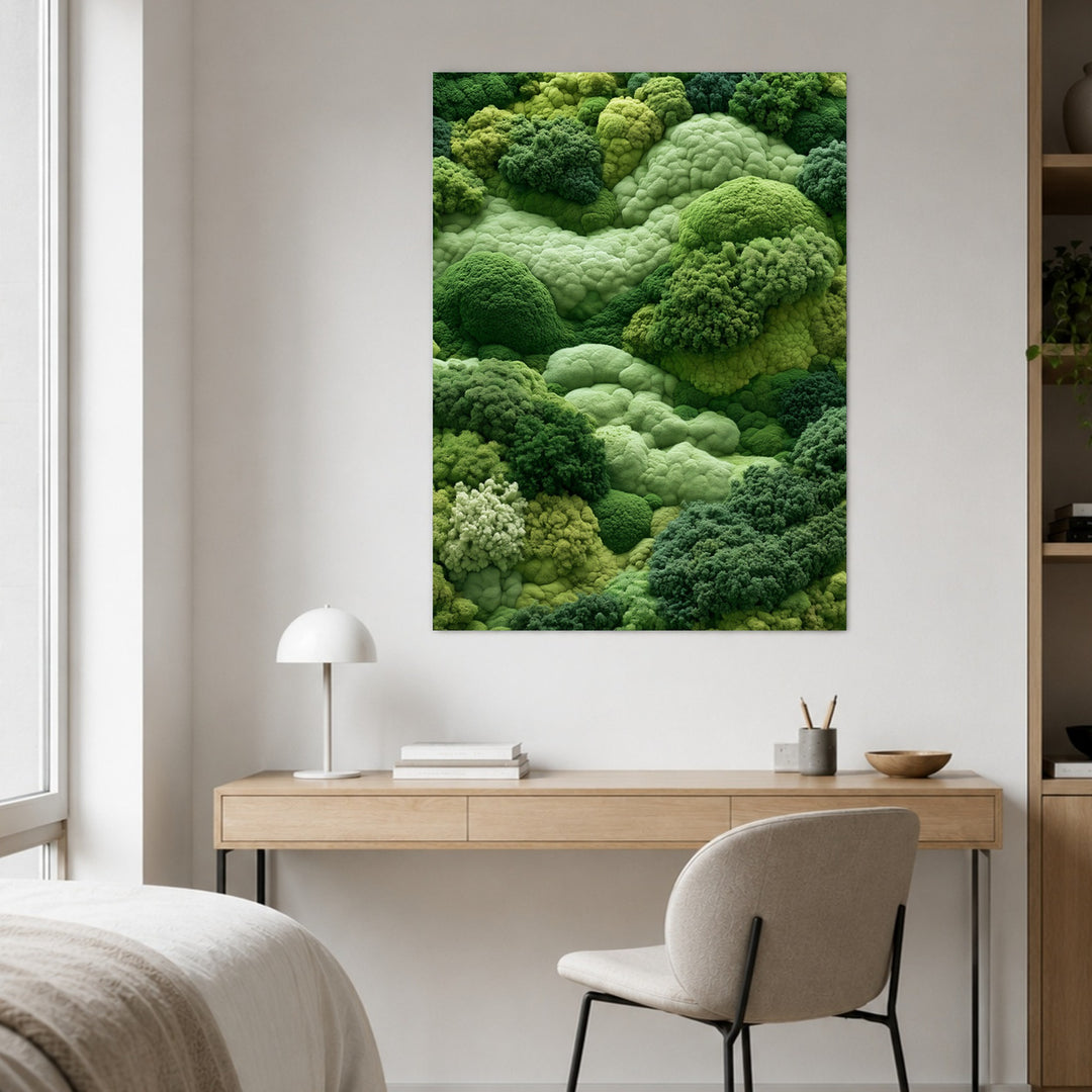 Grüne Hügelwelt im Nebel Poster – Ohne Rahmen – Produktfoto