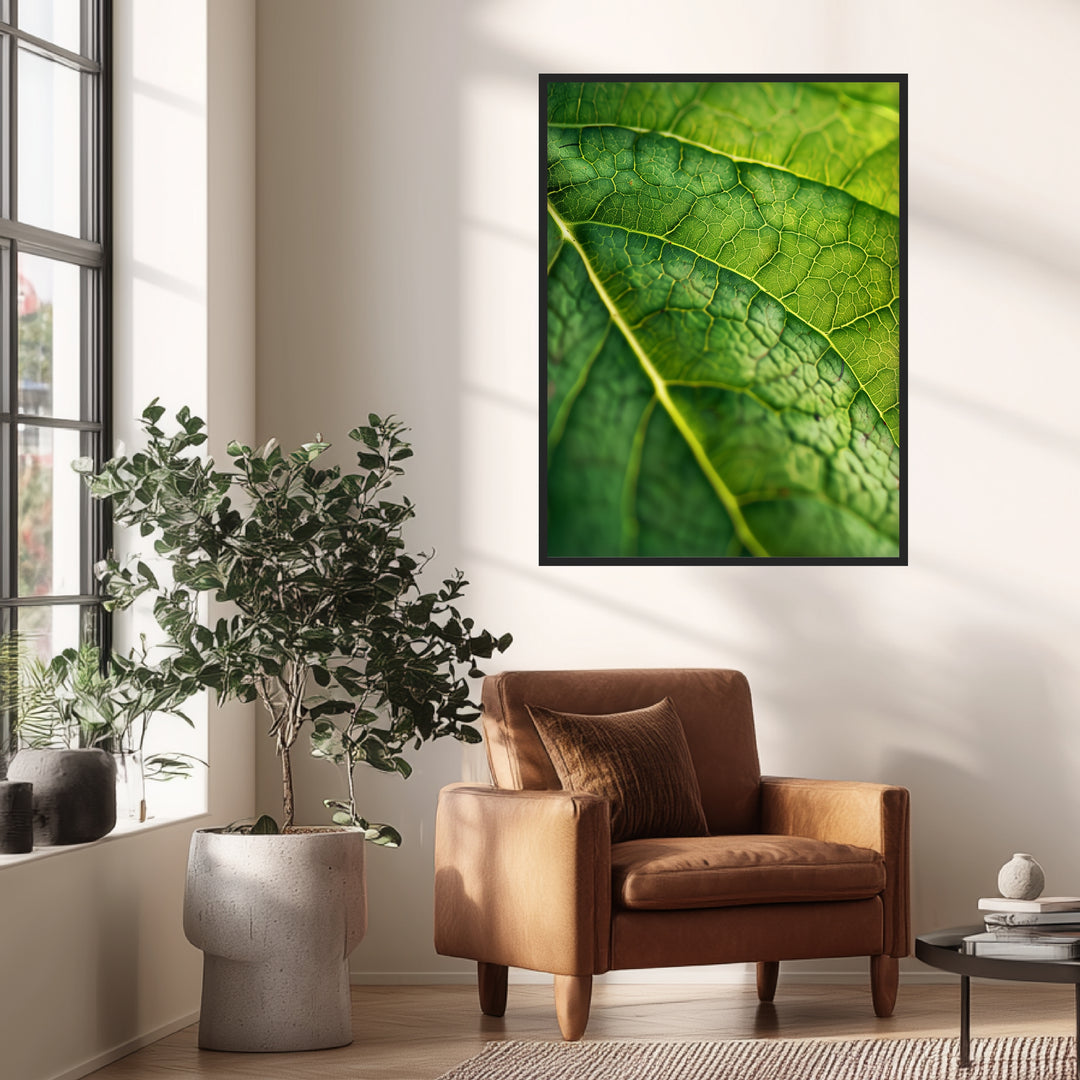 Grünes Blatt Makro Poster Landschaft – mattes Kunstdruck-Papier – Ansicht 2