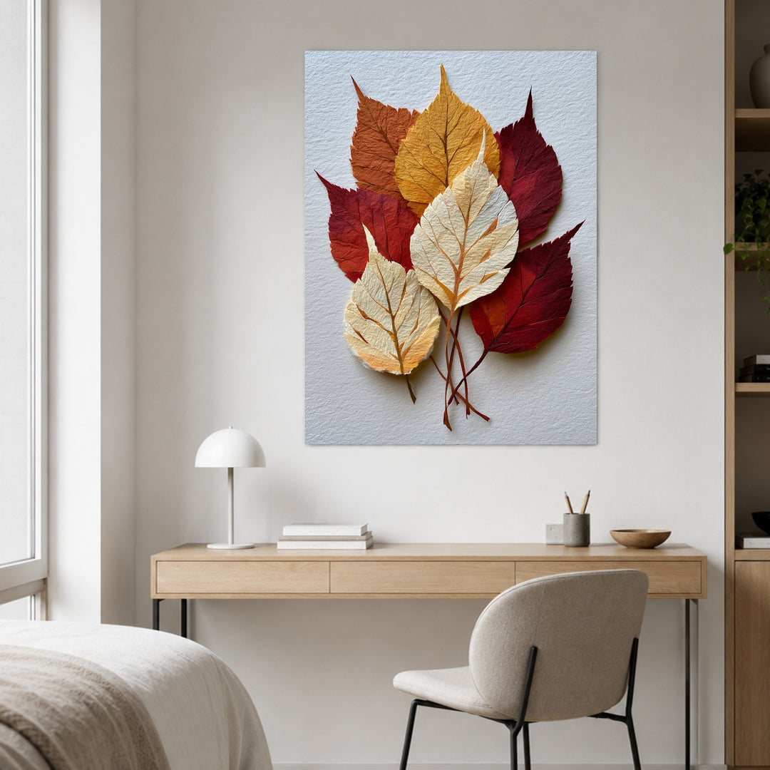Herbstblätter in Papieroptik Leinwandbild – Ohne Rahmen – Produktfoto