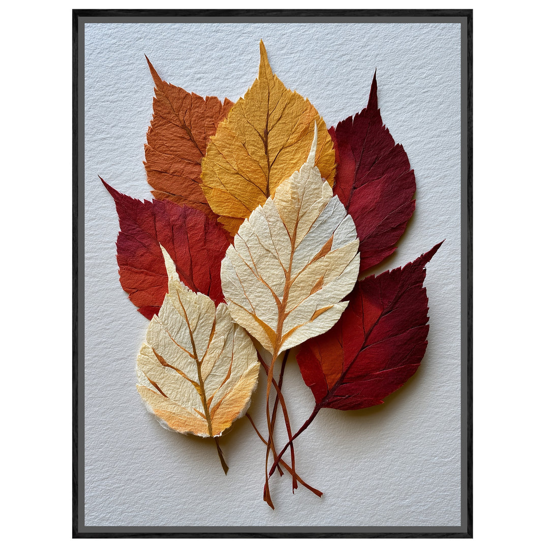 Herbstblätter in Papieroptik Leinwandbild – Leinwandbild