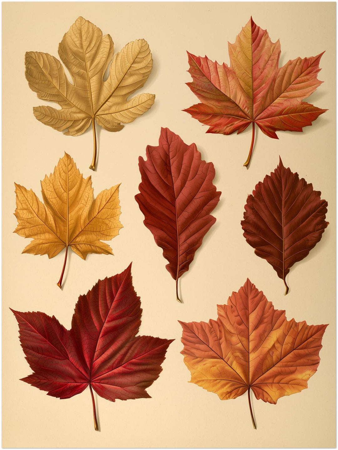Herbstblätter in rot und gold Poster – Ohne Rahmen – Produktfoto