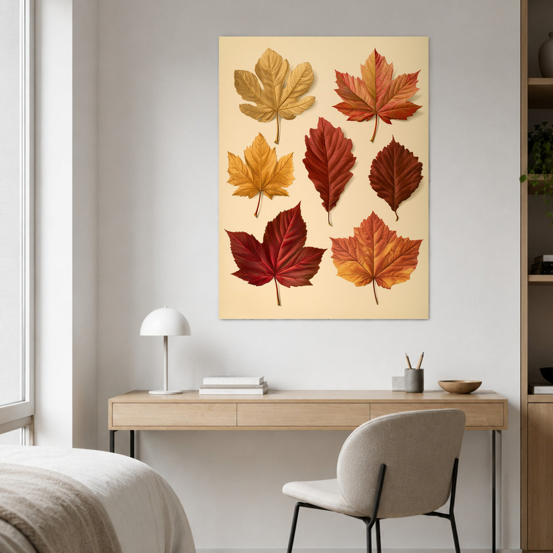 Herbstblätter in rot und gold Poster – Ohne Rahmen – Produktfoto