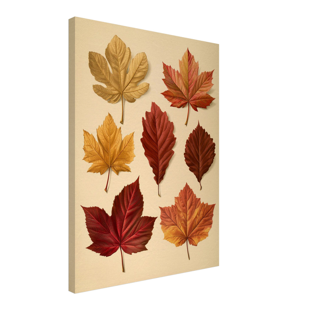 Herbstblätter in rot und gold Leinwandbild – Schräge Ansicht – Produktfoto