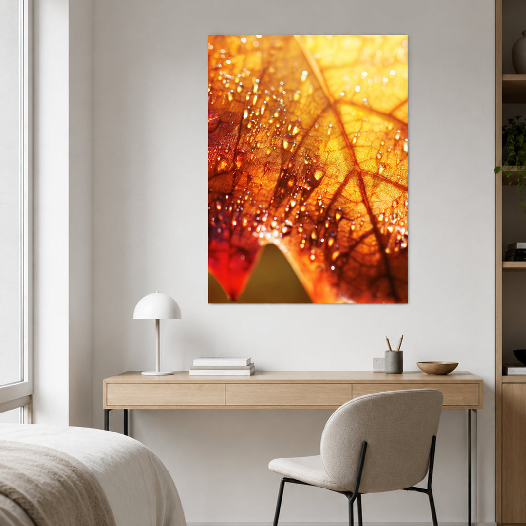 Herbstblatt im Regen Poster – Ohne Rahmen – Produktfoto