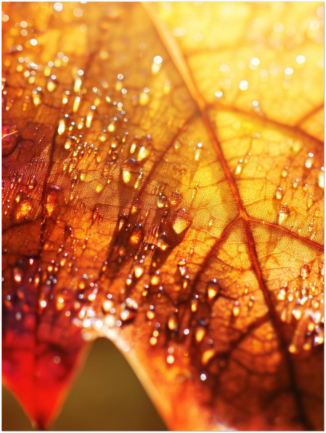 Herbstblatt im Regen Leinwandbild – Ohne Rahmen – Produktfoto