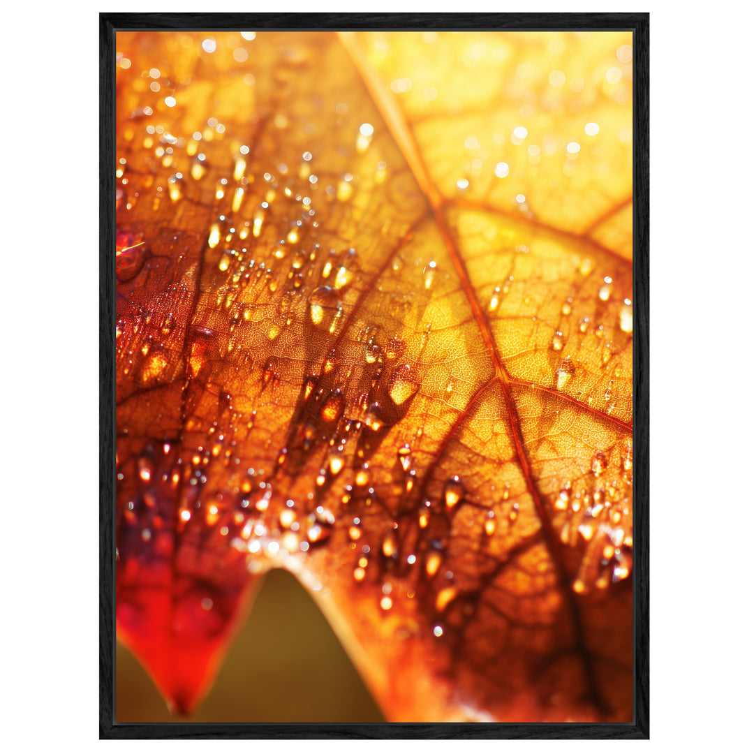 Herbstblatt im Regen Leinwandbild – Leinwandbild