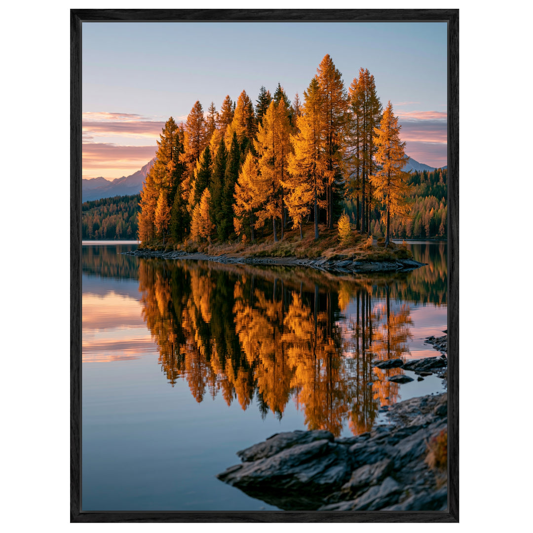 Goldener Lärchensee im Herbst Leinwandbild – Leinwandbild