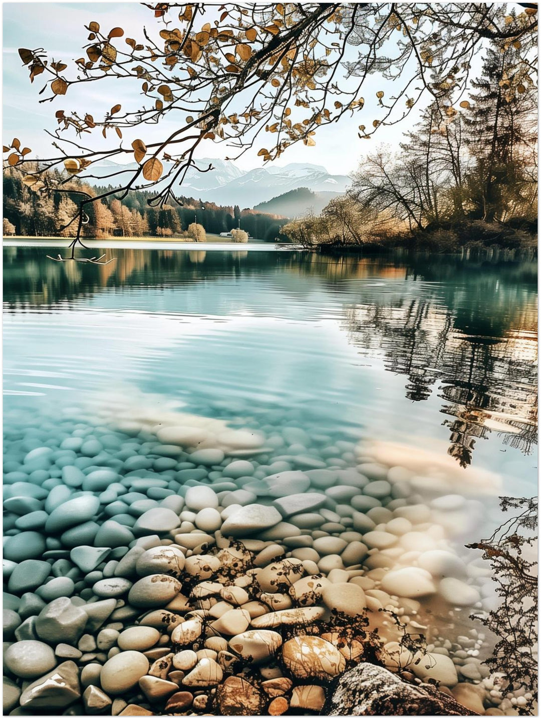Bergsee im Herbst Landschaft – Wandkunst