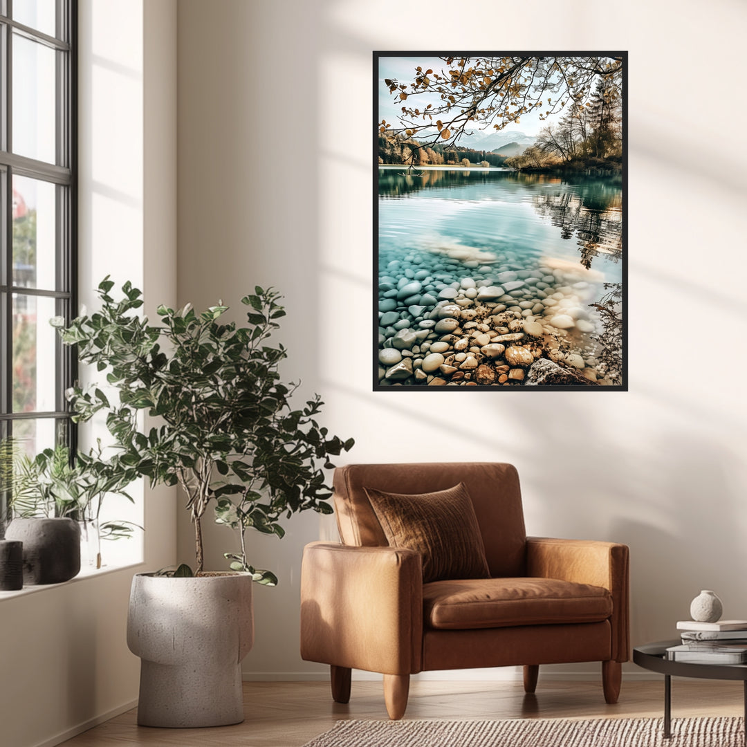 Bergsee im Herbst Poster Landschaft – mattes Kunstdruck-Papier – Ansicht 2