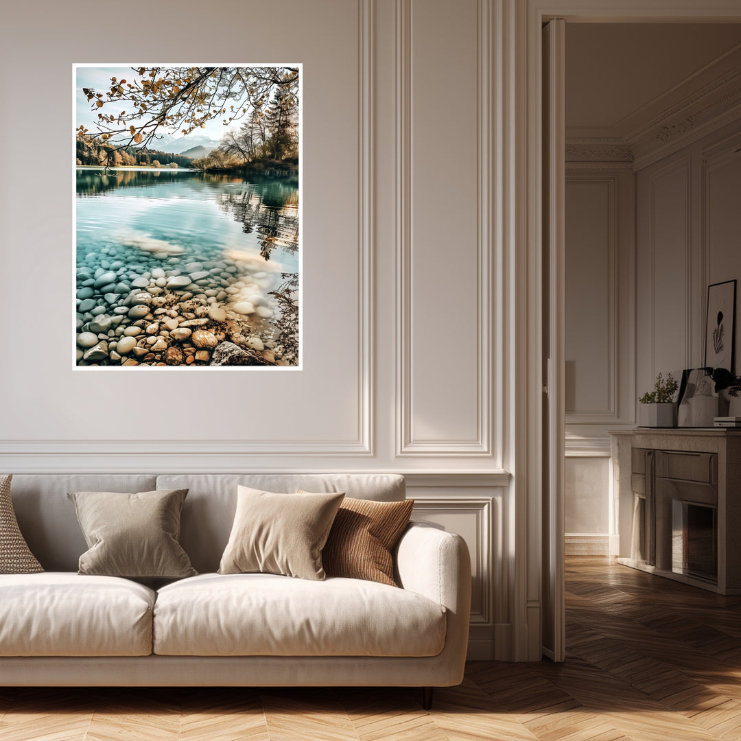 Bergsee im Herbst Poster Landschaft – mattes Kunstdruck-Papier – Ansicht 4