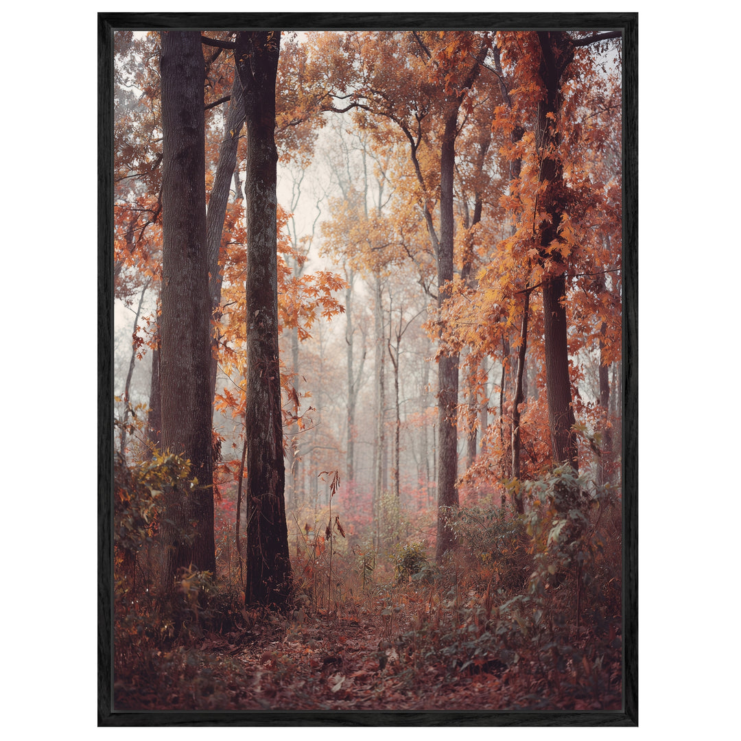 Herbstlicher Laubwald Leinwandbild abstrakt – Leinwand auf Holzrahmen – Ansicht 4