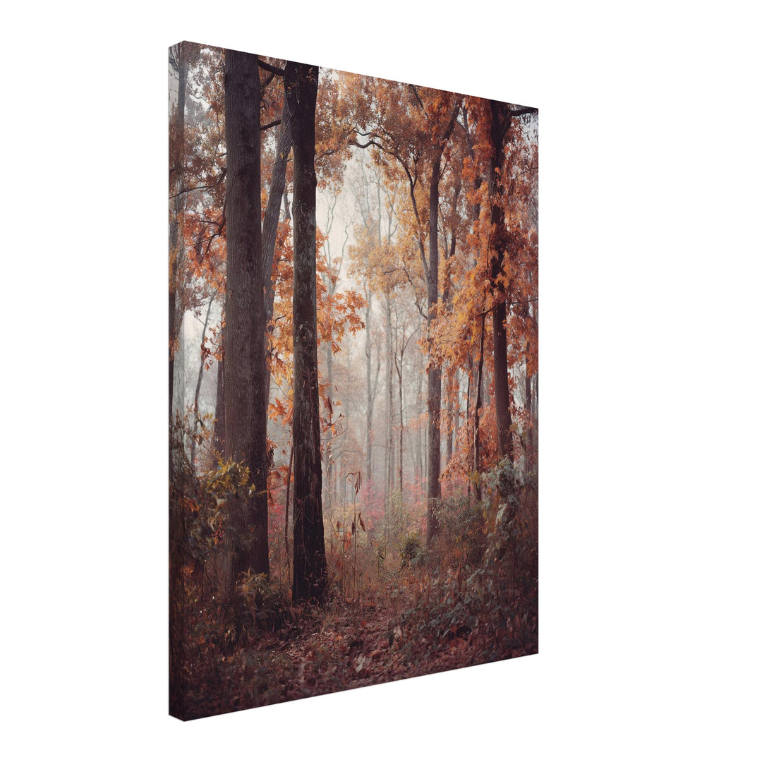 Herbstlicher Laubwald Leinwandbild abstrakt – Leinwand auf Holzrahmen – Ansicht 2