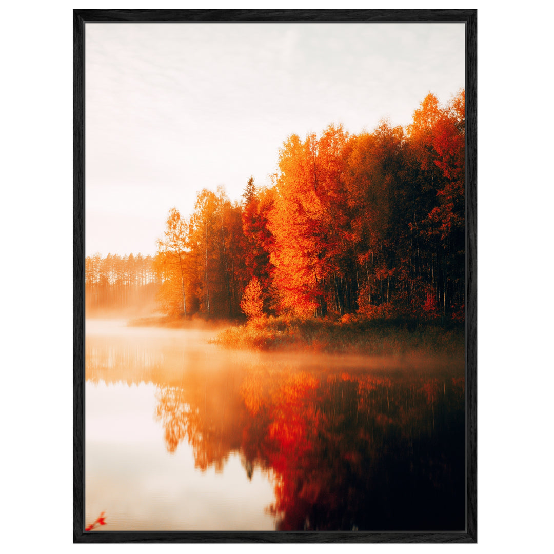 Herbstnebel am See Leinwandbild – Leinwandbild