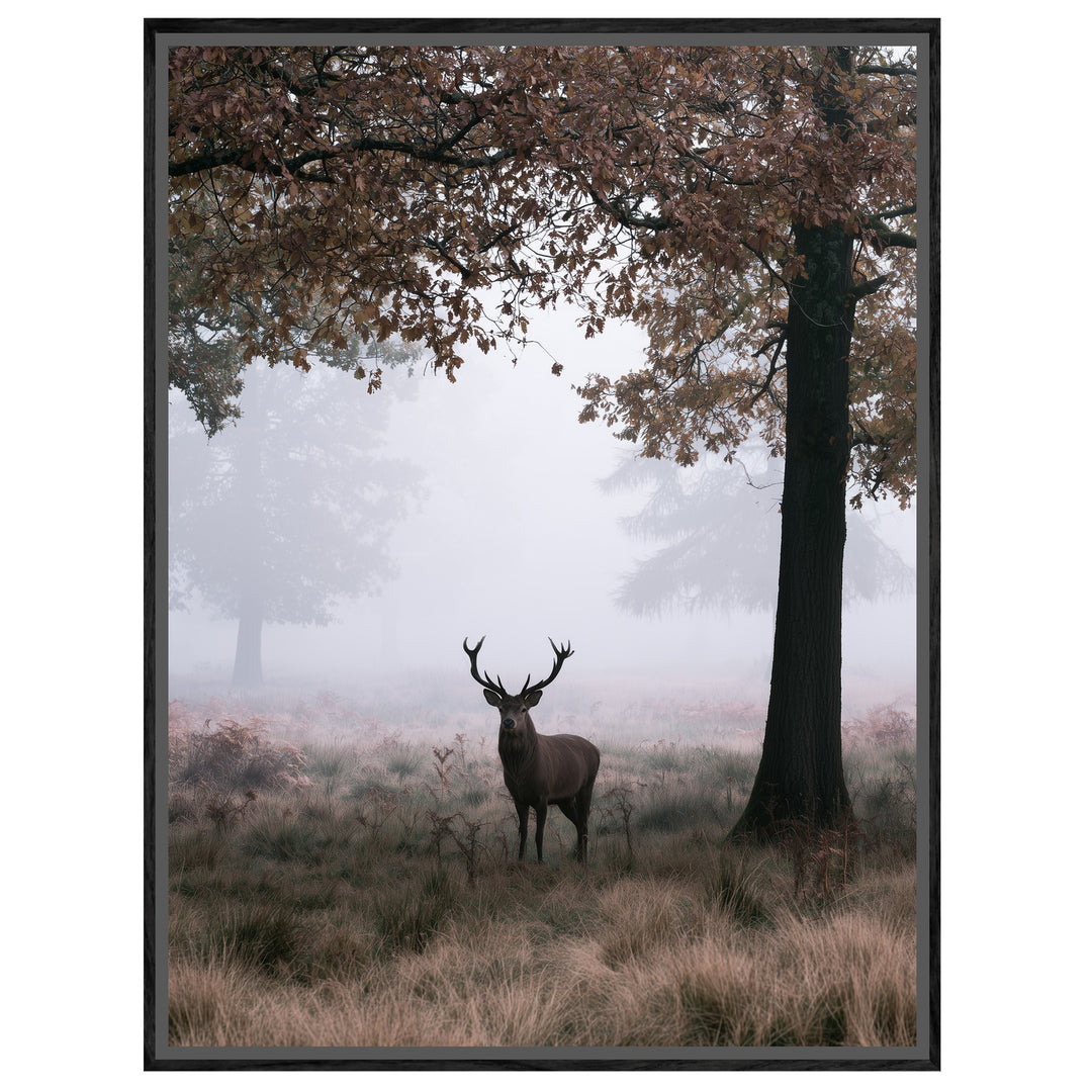 Hirsch im Herbstnebel Leinwandbild – Leinwandbild