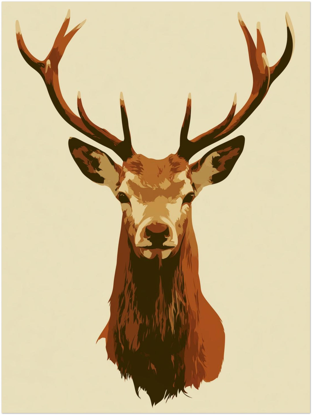 Hirsch Portrait minimalistisch Leinwandbild – Zimmerszene