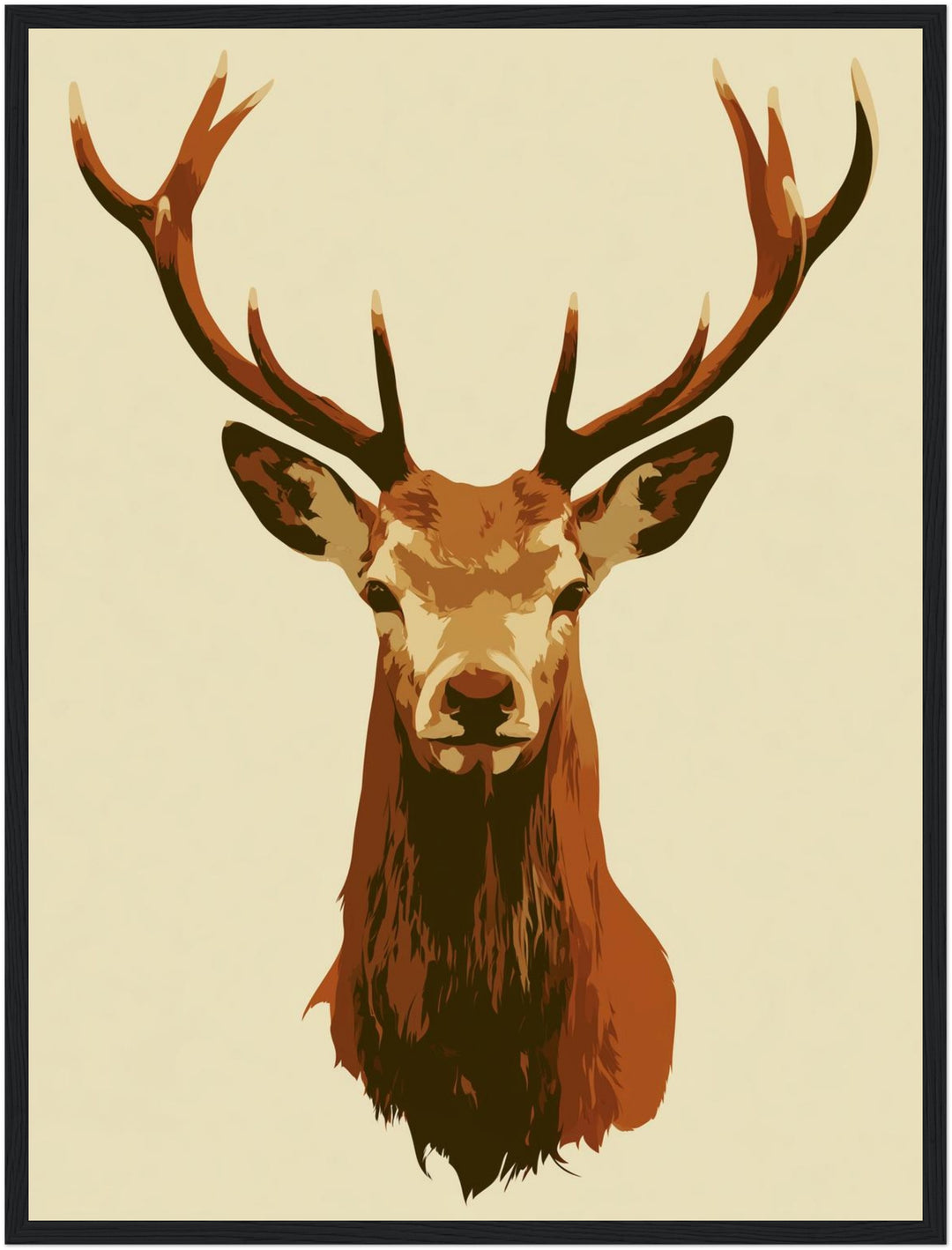 Hirsch Portrait minimalistisch Poster – Schwarzer Rahmen – Wohnzimmer Mockup