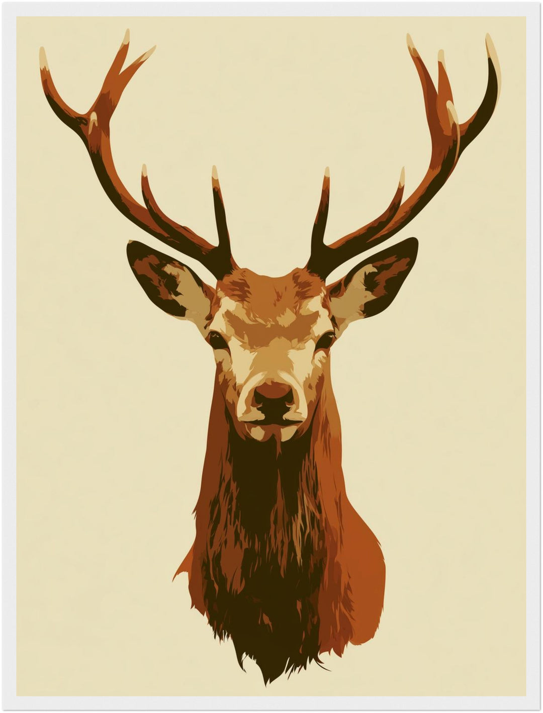 Hirsch Portrait minimalistisch Poster – Weißer Rahmen – Wohnzimmer Mockup