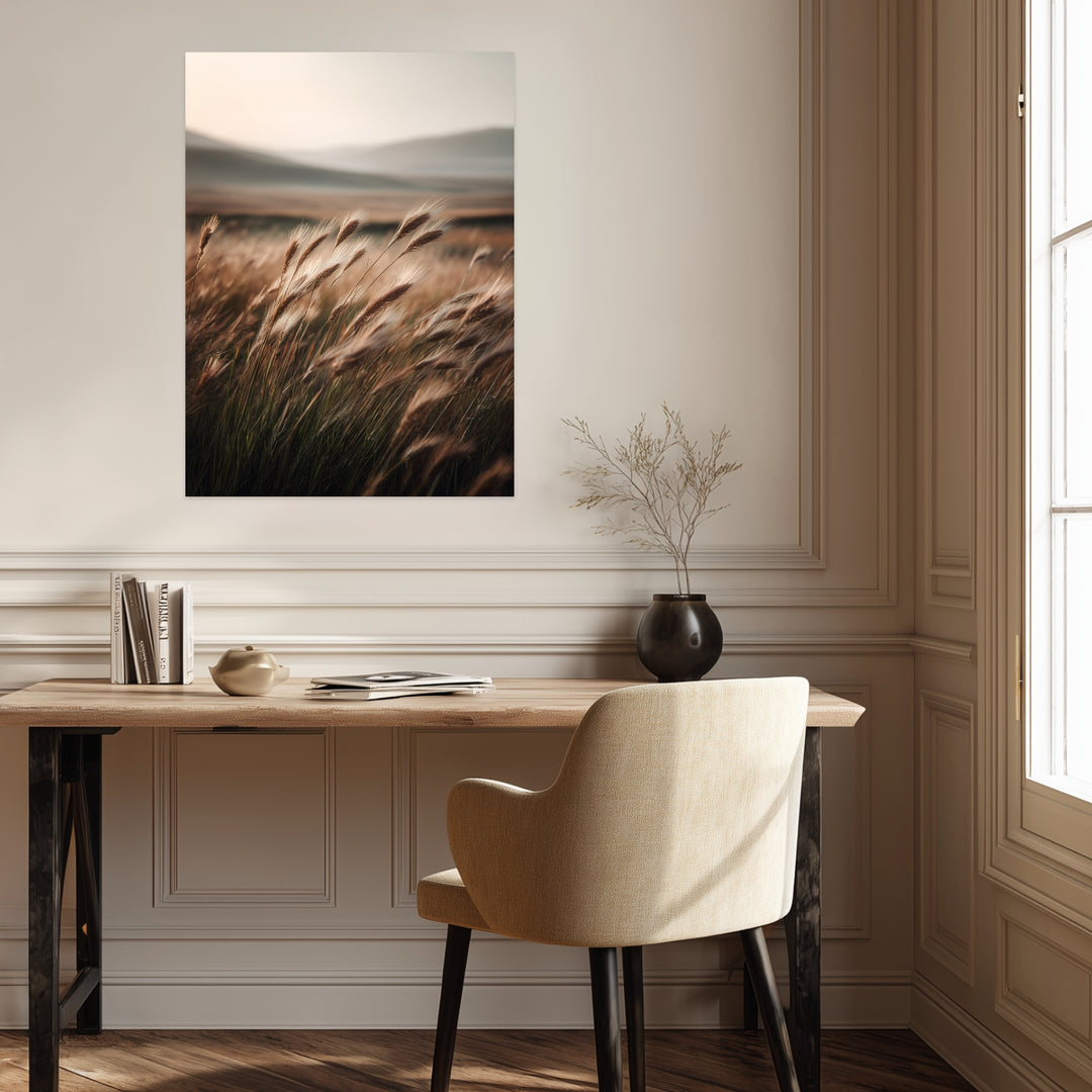 Hohes Gras im Wind Leinwandbild abstrakt – Leinwand auf Holzrahmen – Ansicht 3