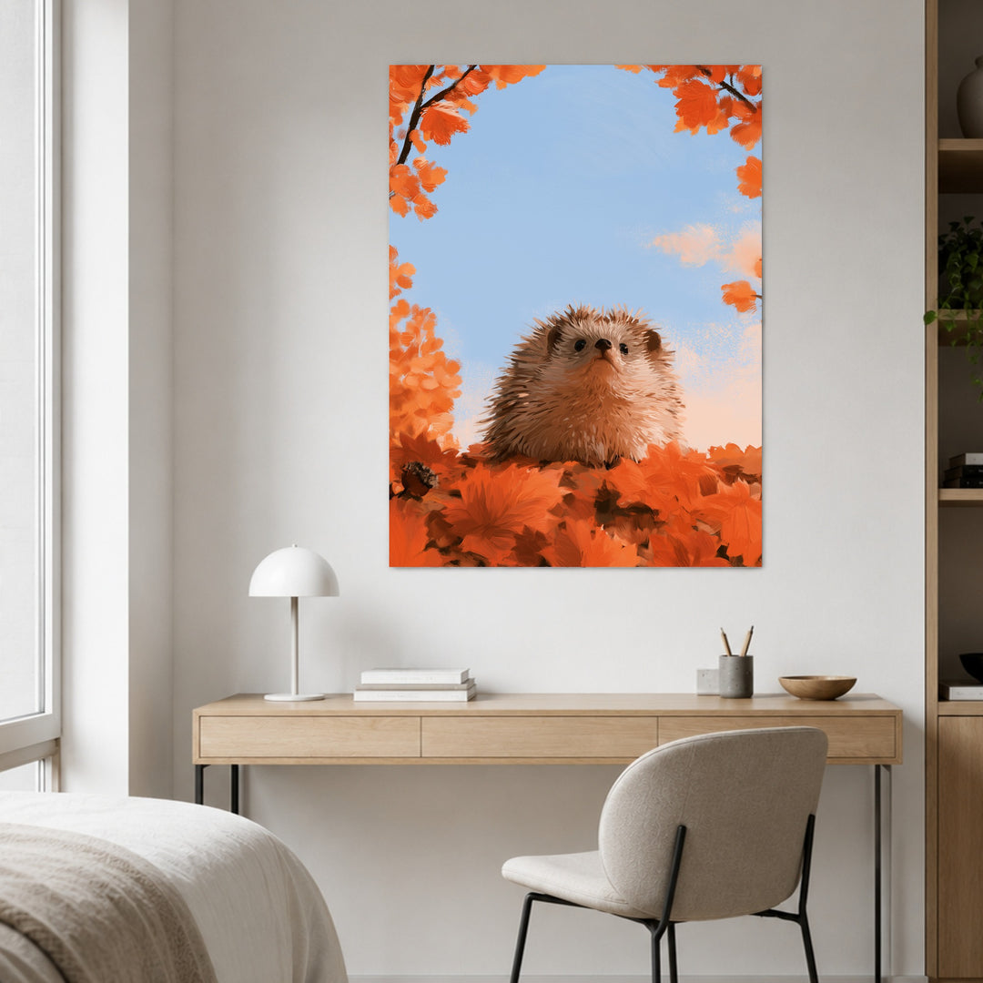 Igel unterm Herbsthimmel Poster – Ohne Rahmen – Produktfoto