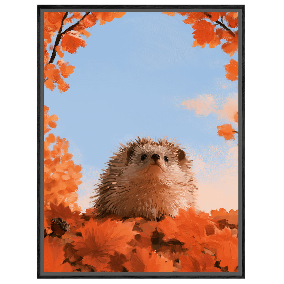 Igel unterm Herbsthimmel Leinwandbild – Leinwandbild