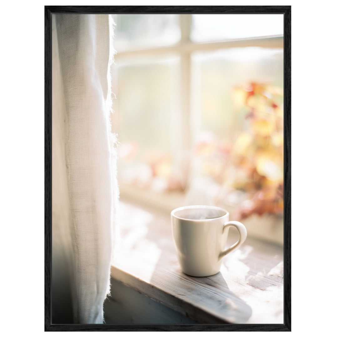 Stille Morgentasse am Fenster Leinwandbild – Leinwandbild